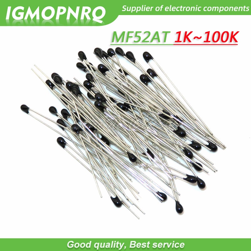100pcs MF52AT MF52 B 3950 NTC Thermistor ตัวต้านทานความร้อน 5% 1K 2K 3K 4.7K 5K 10K 20K 47K 50K 100K อุณหภูมิเซ็นเซอร์