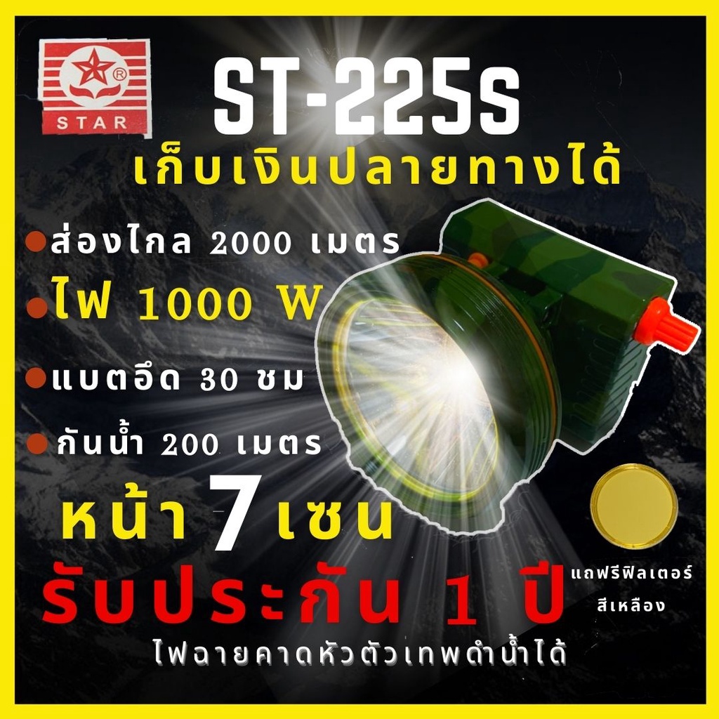 [ รับประกัน1ปี ] ST-225S ไฟฉายคาดหัว1000W ส่องไกล 2000 เมตร หน้า 7 เซน แบตอึด30ชม กันน้ำ ซื้อ1ได้ถึง2มีฟิลเตอร์แปลงไฟ

<p>“><center></p>
<h4></h4>
<p><p><font color=