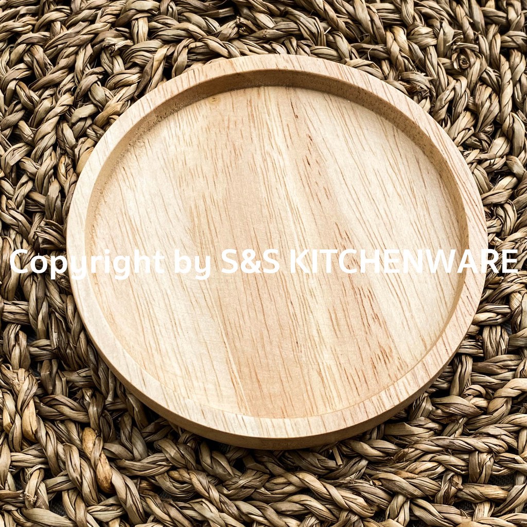 จานรองแก้วกลม ยกขอบ ขนาด 4" by BG WOOD STUDIO