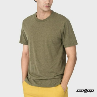 GALLOP : Mens Wear เสื้อยืดคอกลม ผ้าทอพิเศษ ECO Tees (Round-necked) รุ่น GT9141 สี Khiaomakok - เขียวมะกอก