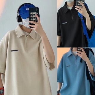 🌟COD🌟แฟชั่นเกาหลีเสื้อโปโล ใส่ได้ทั้งชายและหญิง ทรงหลวมเสื้อคอปก พักผ่อนช่วงฤดูร้อน เสื้อโปโลผู้ชาย สวมใส่สบาย ตัดเย็บอย่างดี Size: M-2XL