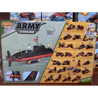 (Set12กล่อง ) 12in1 lego army รวมชุดนักรบทหาร เฮลิคอปเตอร์ เครื่องบิน รถถัง เครื่องบินทหาร รวมร่างเป็นเรือดำน้ำขนาดใหญ่