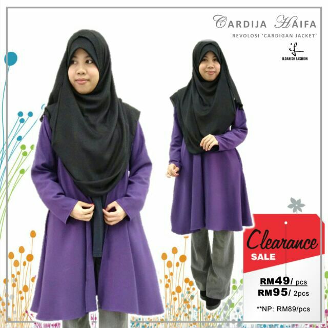 !! CARDIGAN JAKET LABUH MUSLIMAH (PURPLE)