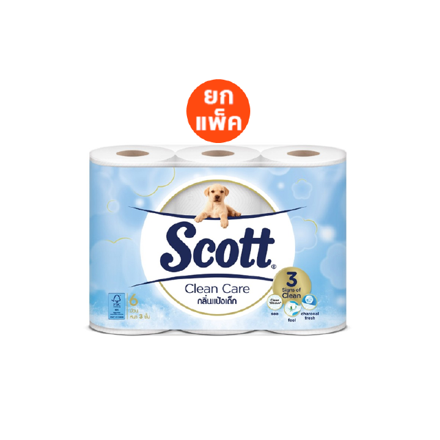 Scott สก๊อตต์® คลีนแคร์ กระดาษชำระ กลิ่นแป้งเด็ก (6 ม้วน)