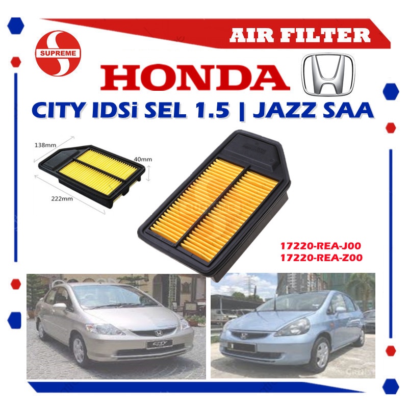 S2U กรองอากาศรถยนต์ Honda City IDSi 1.5 SEL Jazz SAA 1.5 2003-2008YR 17220-REA-J00 17220-REA-Z00 Pen