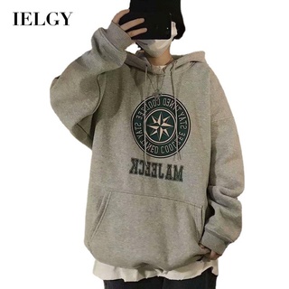 Ielgy เสื้อกันหนาว มีฮู้ด พิมพ์ลาย ทรงหลวม สไตล์เกาหลี อินเทรนด์ บาง แฟชั่น