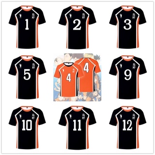 เสื้อยืดคอสเพลย์ การ์ตูนอนิเมะ Haikyuu Jerseys Karasuno High School Volleyball 3D Hinata Shoyo Haikyu ขนาด 100-160 ซม. สําหรับเด็ก