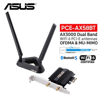 ASUS (PCE-AX58BT) AX3000 DUAL BAND PCI-E WIFI 6 Wireless Adapter with Bluetooth 5.0 3y.