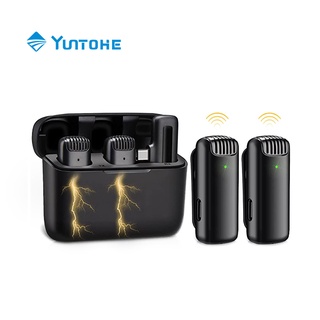 YUNTOHE Wireless Lavalier Microphone With Charging Case 2IN1 ไมค์ไร้สายหนีบเสื้อ มีช่องเสียบให้เลือกหลากหลาย