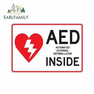 Earlfamily สติกเกอร์ ลายกราฟฟิคหัวใจ AED กันน้ํา ขนาด 13 ซม. สําหรับตกแต่งรถยนต์