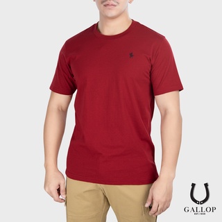 GALLOP : เสื้อคอตตอนคอกลม Crew Neck Basic Tee รุ่น GNC9000 สีแดงเลือดหมู