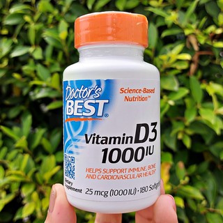 วิตามินดี 3 Vitamin D3 25 mcg (1000 IU) 180 Softgels (Doctors Best®)บำรุงกระดูก D-3