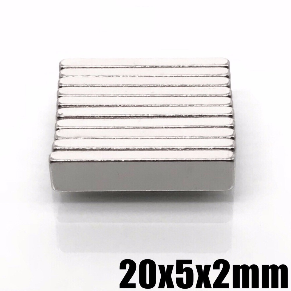 5/10ชิ้น แม่เหล็ก 20x5x2มิล Neodymium magnet 20*5*2mm แม่เหล็กแรงสูง สี่เหลี่ยม 20x5x2mm แม่เหล็กนีโอไดเมียม20*5*2มิล