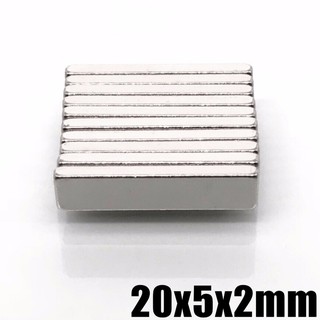 5ชิ้น แม่เหล็ก 20x5x2มิล Magnet Neodymium 20*5*2mm แม่เหล็กแรงสูง สี่เหลี่ยม ขนาด 20x5x2mm แม่เหล็กนีโอไดเมียม20*5*2มิล