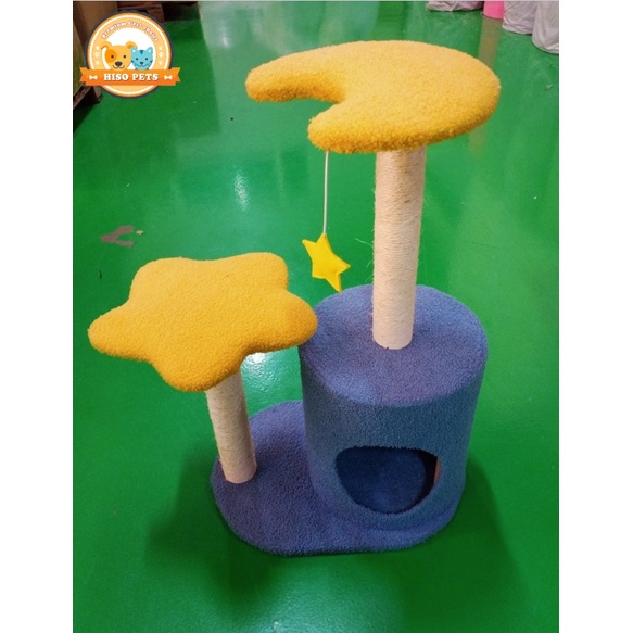 F01 Hisopetshop คอนโดแมวสูง 73 cm  คอนโด 2ชั้น ที่ข่วนแมว ที่ลับเล็บแมว ของเล่นแมว คอนโดแมว
