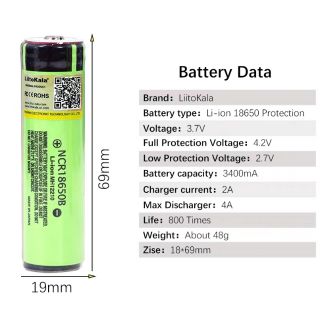 แบตเตอรี่18650 Liitokala 3,400mA