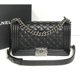 New Chanel boy 10 " black caviar rhw microchip