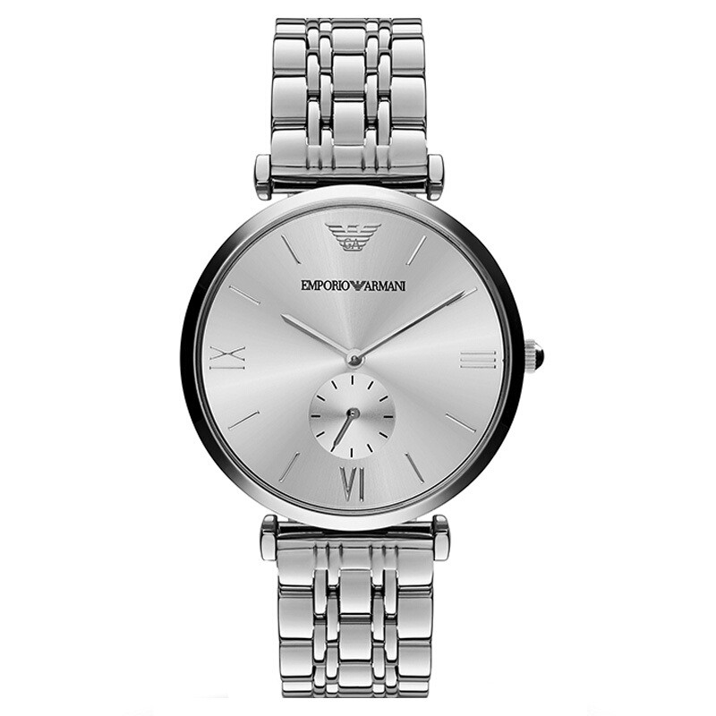 Emporio Armani นาฬิกาสายเหล็กแฟชั่นนาฬิกาควอตซ์ลำลองสำหรับบุรุษนาฬิกา AR1819