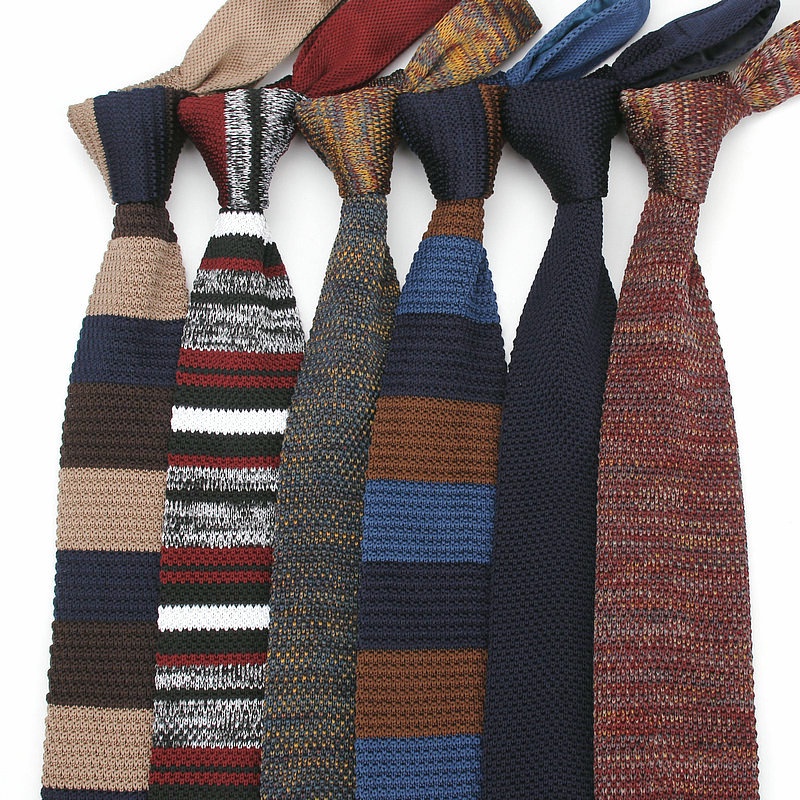 คลาสสิก 7 ซม.Mens Ties ถัก tie Stripes Solid อย่างเป็นทางการ Bridegroom งานแต่งงานธุรกิจถักเนคไทคอ tie อุปกรณ์เสริม
