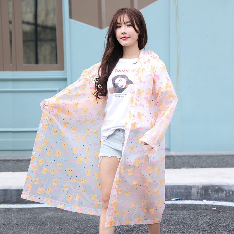 เสื้อกันฝนแบบใส EVA สำหรับผู้ใหญ่