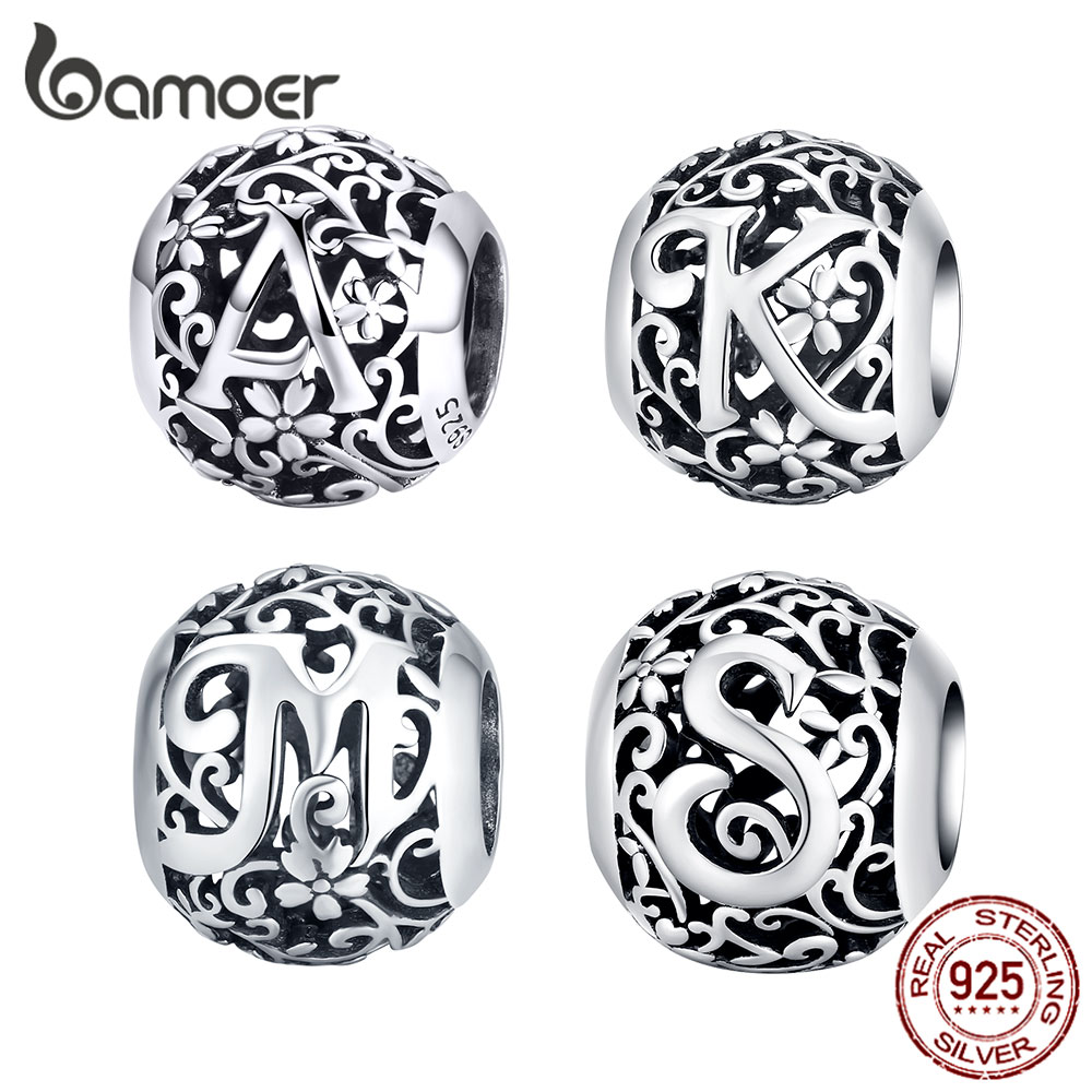 Bamoer خرزة حرف K فضة استرليني 925 لصنع الأساور