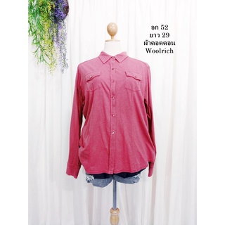 เสื้อมือสอง เสื้อสาวอวบ อก 52 ยาว 29 นิ้ว แบรนด์ woolrich เสื้อเชิ้ต แขนยาว ผ้าคอตตอน ยืด