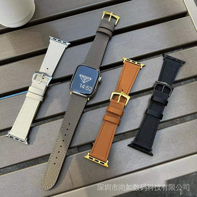 สายนาฬิกาข้อมือ สายหนังวัวแท้ ลายไม้กางเขน สําหรับ Apple watch iwatch 4 5 6th Generation iwatch7 40 44 มม.