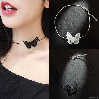 Female Short Lace Butterfly Neck Strap Clavicle Chain Realistic Butterfly Clavicle Decoration