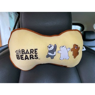 ลิขสิทธิ์แท้ สามหมีจอมป่วน หมอนรองคอ ทรงกระดูก ในรถยนต์ 1 ชิ้น สีเหลือง We Bare Bears Car Neck Rest Cushion Head Pillow