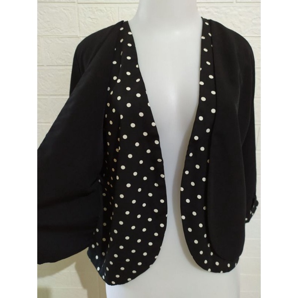 Polka Dot Blazer/Black Blazer/Crop Blazer PL601