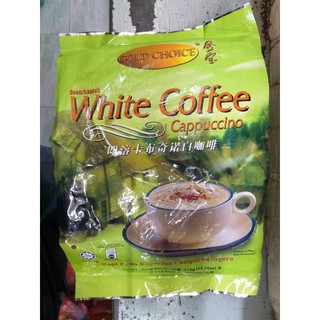 กาแฟ Gold Choice White Coffee Cappuccino โกลด์ช้อยส์ คาปูชิโน่ 1 ห่อมี 15 ซองๆละ 25 g