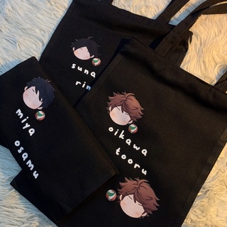 Haikyuu black TOTEBAG BY EI.SARAWAT tote tote bag ผ้าแคนวาส สีดํา