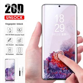 UV Glue Curved Samsung Galaxy S20 Plus Ultra S20 S10 Plus S10 Note 10 10  Note 9 Note 8 S9 S8 S7edge ตัวป้องกันหน้าจอกระจกนิรภัย HD Clear