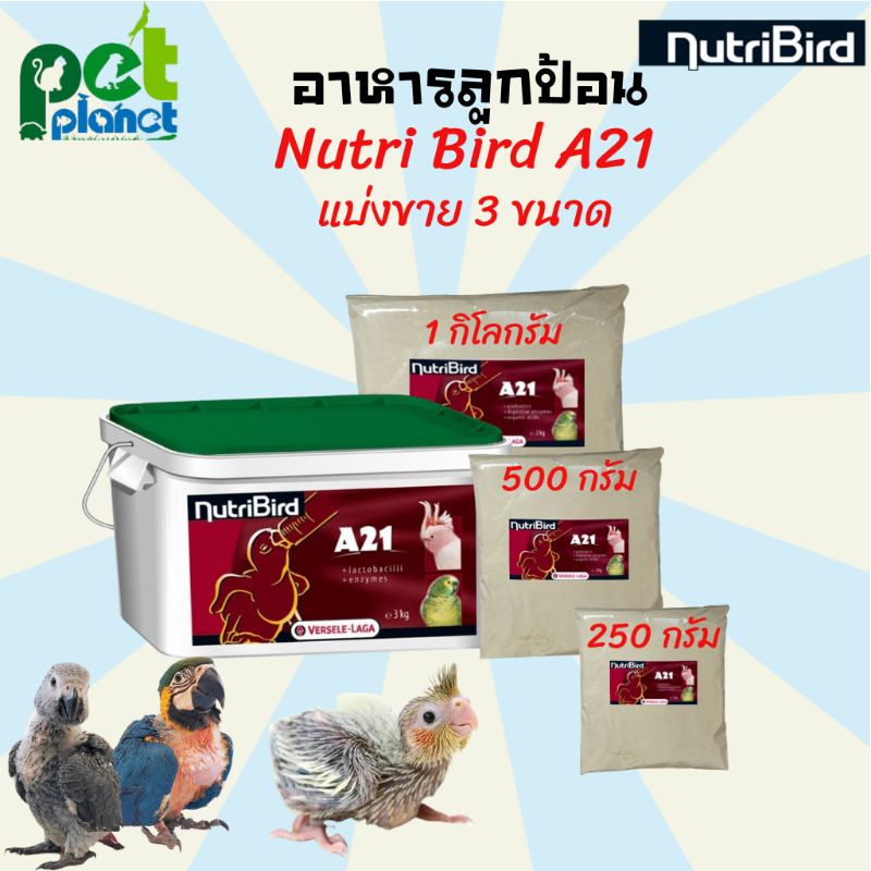 อาหารนก อาหารลูกป้อน Nutri Bird A21 แบ่งขาย ขนาด 250 กรัม 500กรัม 1กิโลกรัม ขนมนก อาหารลูกนก อาหารลูกนกแก้ว อาหารนกแก้ว