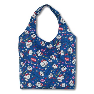 กระเป๋า Hello Kitty Eco Bag แบบฐานกว้าง ลาย Selfie (Blue) พับได้ พกพาสะดวก