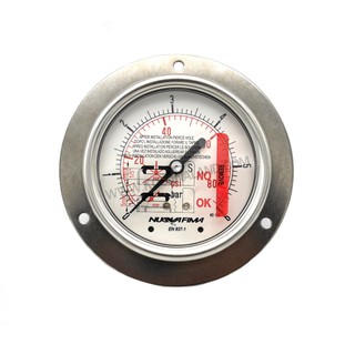 Nuova Fima เกจวัดแรงดัน 2.1/2 นิ้ว เกลียวออกหลัง มีปีก (หน้าแปลน) ( Pressure Gauge with Flange)