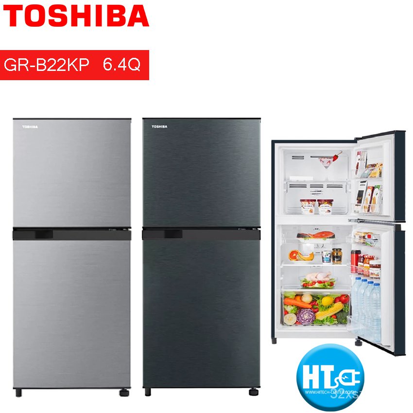 GLWA TOSHIBA ตู้เย็น 2 ประตู โตชิบา ขนาด 6.4 คิว รุ่น GR-B22KP มี 2 สีให้เลือก สีดำBG สีเงินSS | HTC_ONLINE