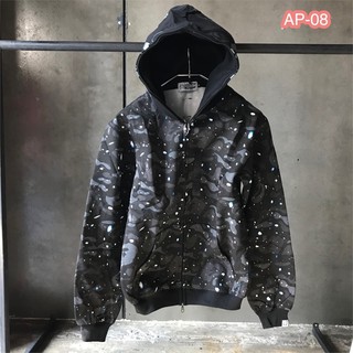 เสื้อฮู้ด เสื้อape ลายพราง เสื้อกันหนาว(AP-08) Black