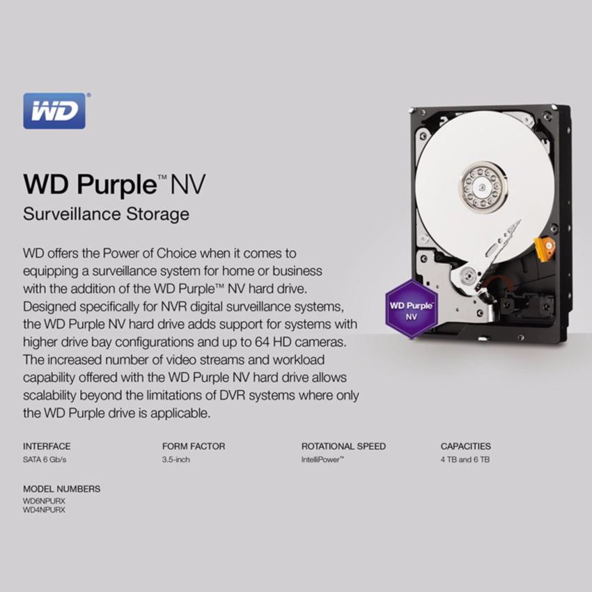 WD Purple 2TB 3.5" Harddisk for CCTV - WD20PURZ ( สีม่วง ) (by SYNNEX)