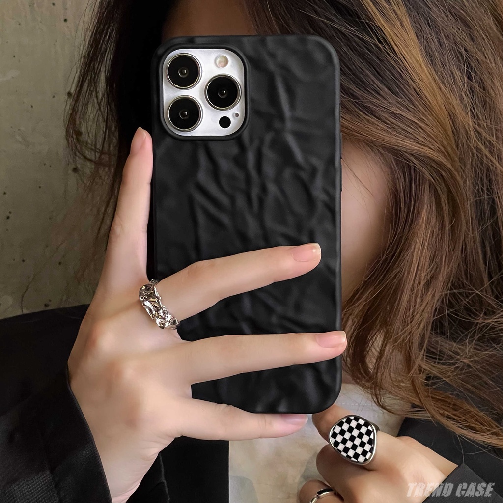 แฟชั่นพับสีทึบ Matte Anti-fall เปลือกป้องกันเคสโทรศัพท์สําหรับ iPhone 11 12 13 14 15 16 Pro Max XR X 8 7 Plus
