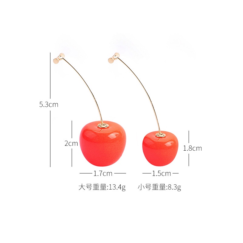 ต่างหูเกาหลี มินิมอล สีแดง ต่างหูแฟชั่น น่ารัก สวย ต่างหู ผลไม้ ต่างหู ขายส่ง ย้อนยุค เชอรี่