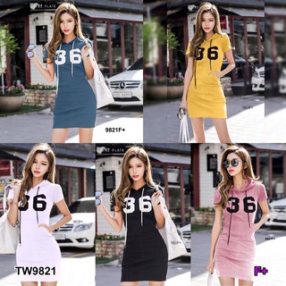 J9821 Hoodie Dress เดรส มีฮู้ด สกรีน 36