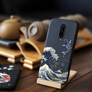 Oneplus 9 Pro Nord 8 Pro 7 Pro 7T Pro 6 6T 5 5T เคส Case Soft Matte ซิลิโคน 3D เย็บปักถักร้อย Ukiyoe Patten Anti-scratch กันกระแทก Acncient สไตล์ญี่ปุ่น "คลื่นใหญ่ปิด Kanagawa"