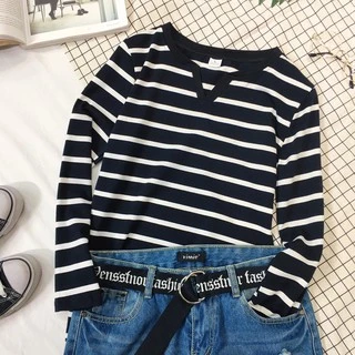 SUNDAY2020 🎀 Best seller เสื้อยืดลายทางแขนยาวสไตล์เกาหลี🖤🤍