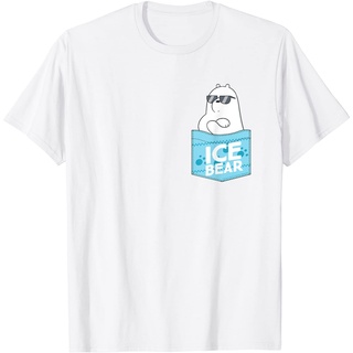 เสื้อยืดผ้าฝ้ายพรีเมี่ยม เสื้อยืด ลาย CN We Bare Bears Ice Bear แต่งกระเป๋าเทียม สําหรับผู้ใหญ่