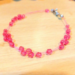 สร้อยข้อมือลูกปัด สีชมพู Crystal Shock Pink