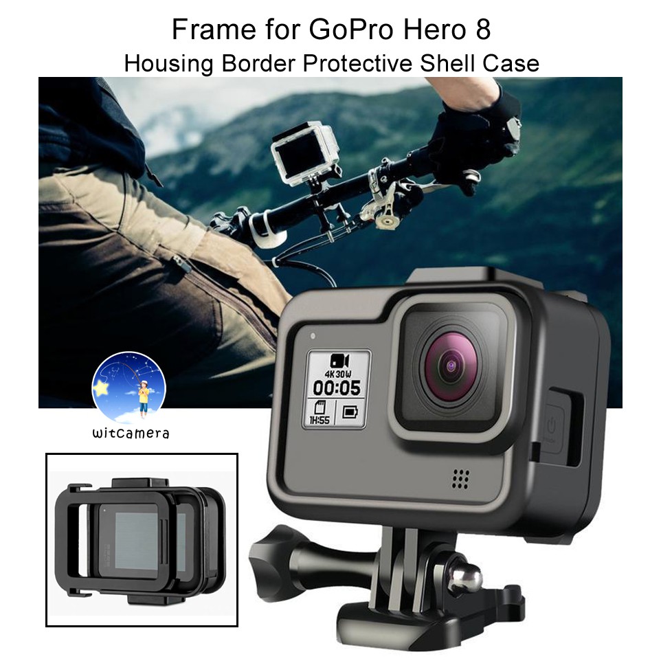 Frame กรอบ สำหรับ GoPro Hero 8 Housing เปลือกป้องกันขอบเคสสำหรับ Hero 8 สีดำอย่างรวดเร็วซิปและสกรูที่เคลื่อนย้าย