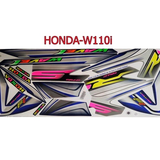 A สติ๊กเกอร์ติดรถมอเตอร์ไซด์ สำหรับ HONDA-W110i ปี2015 รุ่นล้อแม็กซ์ สีน้ำเงิน เทา สะท้อนแสง