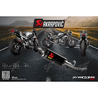 ท่อมอเตอร์ไซค์ Akrapovic Slip on Carbon Racing For Triumph Street Triple 765 S/R/RS 2017-2019 &amp; 765 All new 2020-2021