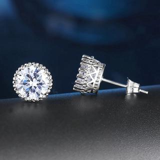 ZHOUYANG คลาสสิกมงกุฎเจ้าหญิง Cubic Zirconia สีเงิน Stud Earrings แฟชั่นงานแต่งงาน ZYE848 เครื่องประดับ